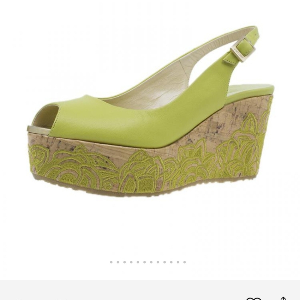 Jimmy Choo Yellow Leather Praise Cork Wedge Sandle